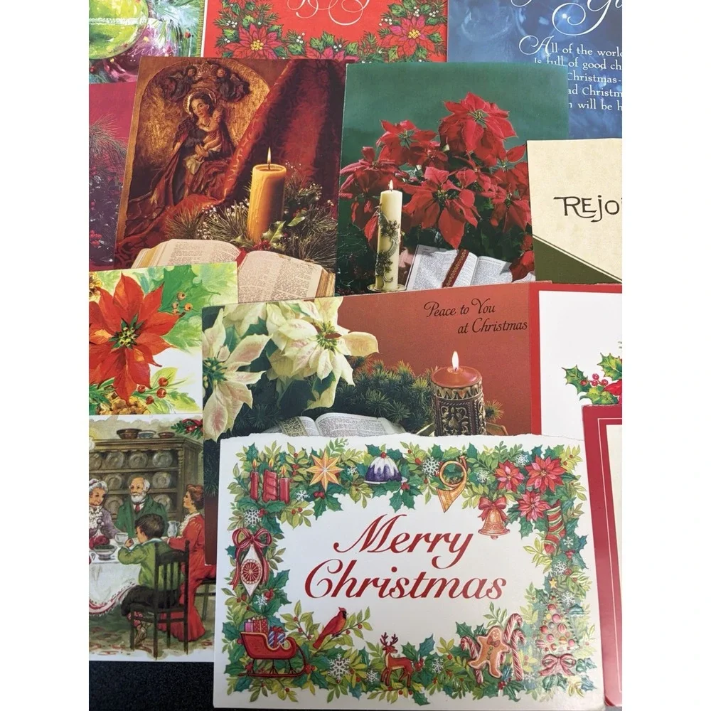 Vintage Christmas Cards Fronts ONLY Traditional Scrapbooking Decoupage Lot 50+